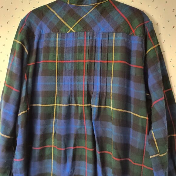L.L. Bean Nightgown PL Multicolor Scotch Plaid Tartan Cotton Flannel Pintuck - Picture 9 of 16